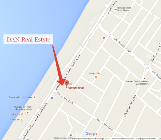 Местонахождение офиса на карте. Corniche Tower - Al Rumailah - Ajman - United Arab Emirates